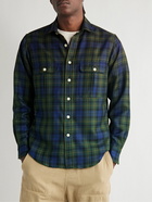 Drake's - Checked Wool-Twill Shirt - Blue