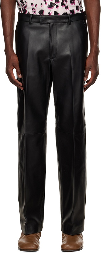 Photo: Dries Van Noten Black Paneled Leather Trousers
