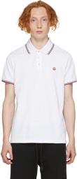 Moncler White Logo Polo