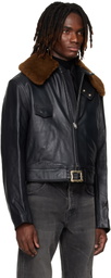Enfants Riches Déprimés Black 'Hotrod' Shearling Collar Jacket
