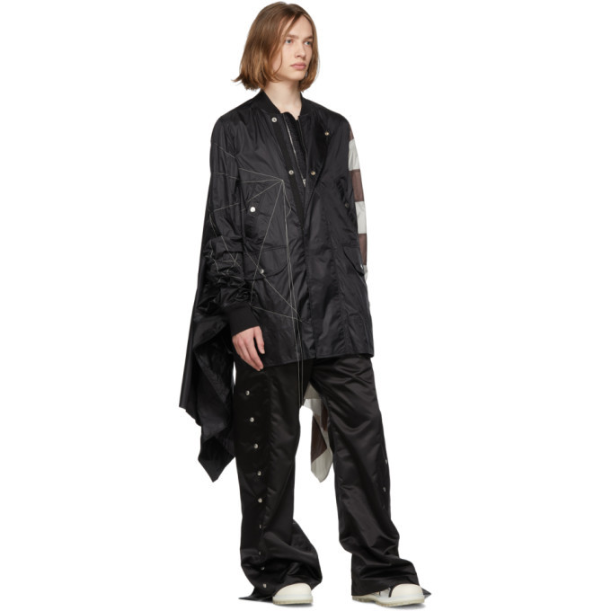 ジャケット・アウター Rick Owens flag fright size48 Rick Owens Black Flag Flight Bomber Jacket Rick Owens