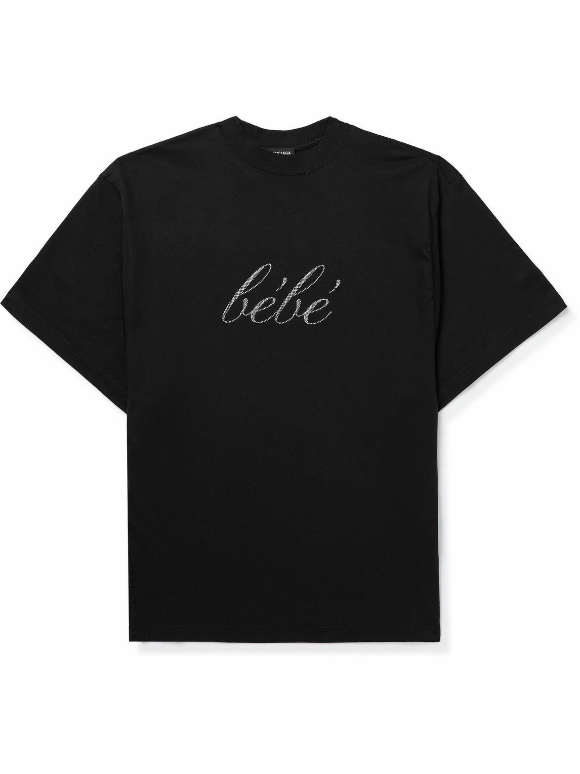 Photo: Balenciaga - Oversized Crystal-Embellished Cotton-Jersey T-Shirt - Black