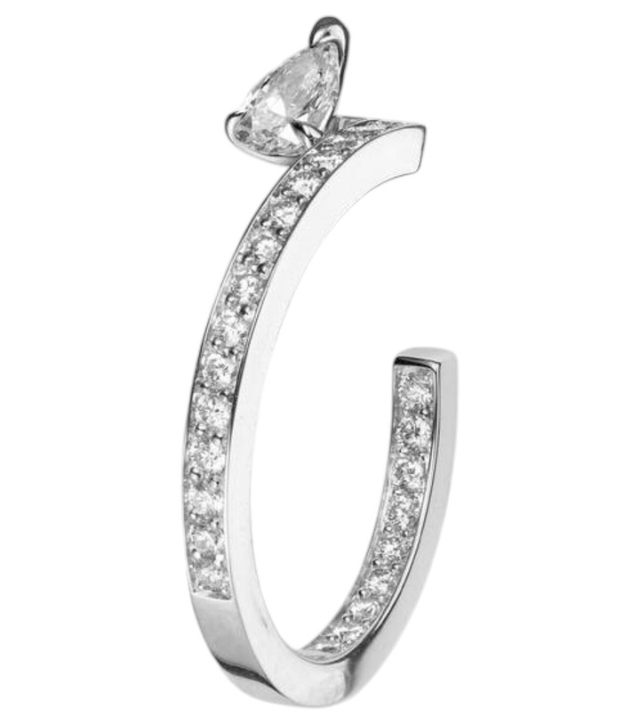 Photo: Repossi Serti Sur Vide 18kt white gold single hoop earring with diamonds