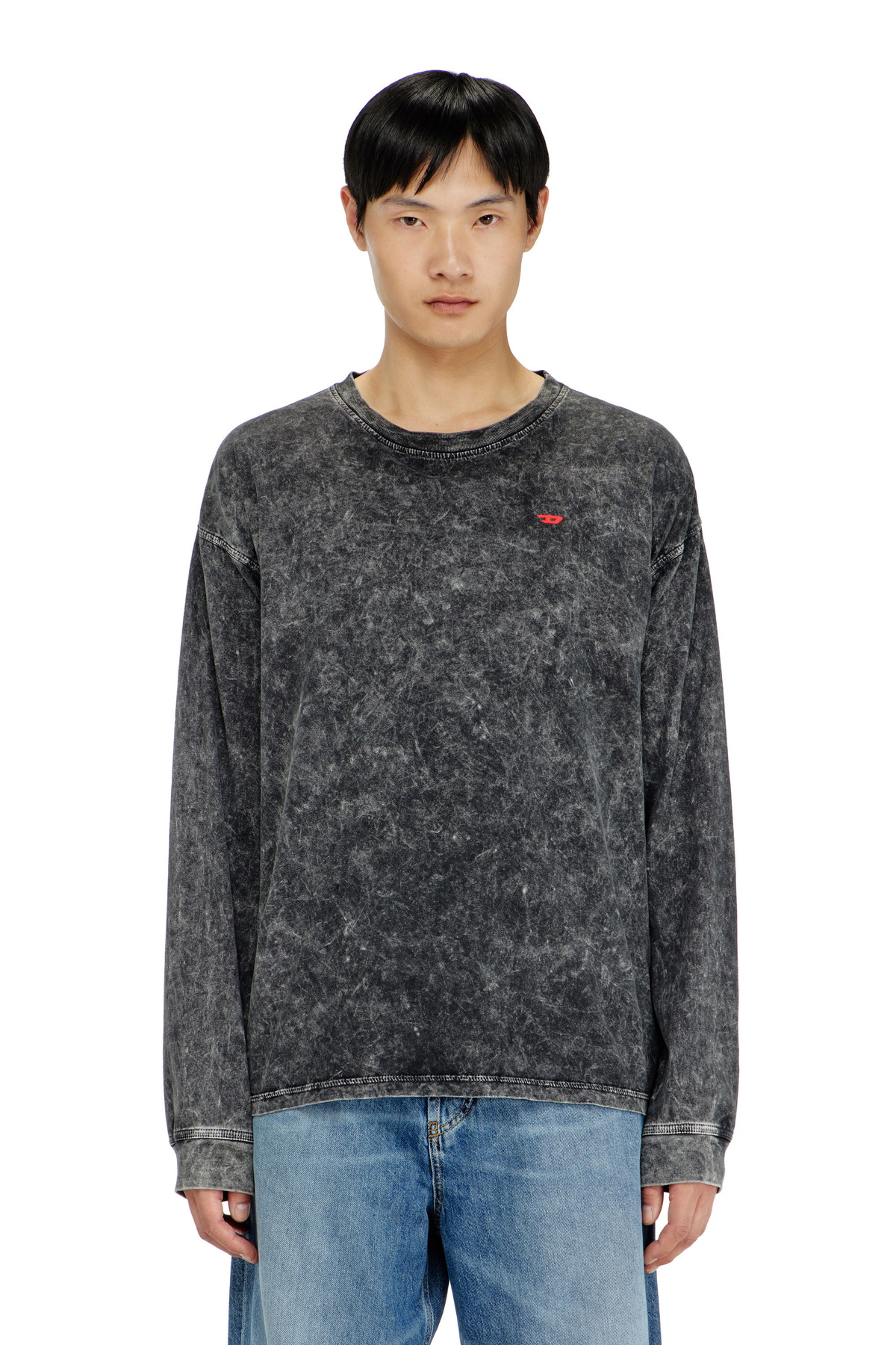 Diesel Long sleeve top with treated effect - T-Shirts - Man -