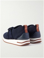 Loro Piana Kids - Walk Leather- and Suede-Panelled Mesh Sneakers - Blue