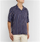 Dunhill - Camp-Collar Striped Lyocell and Cotton-Blend Shirt - Blue