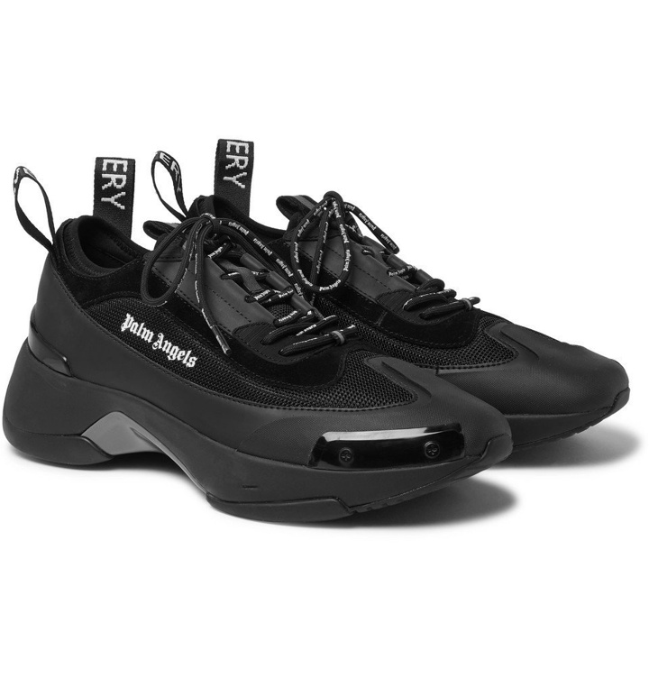 Photo: Palm Angels - Recovery Leather, Suede and Mesh Sneakers - Black