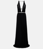 Alaïa Leather-trimmed draped gown