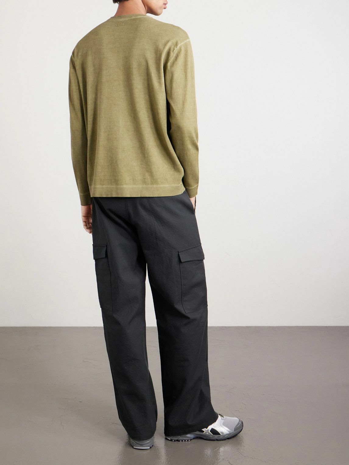 C.P. Company - Logo-Print Garment-Dyed Cotton Sweater - Green