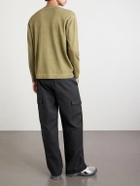 C.P. Company - Logo-Print Garment-Dyed Cotton Sweater - Green