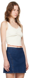 Re/Done White Sporty Contrast Tank Top