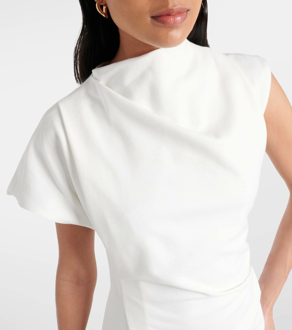 tove zola asymmetric midi-dress draped cotton-blend midi dress Tove Color:Light Ivory/Pink Nude 60s mod dress Olive Green Velvet Asymmetrical