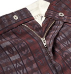 Beams Plus - Printed Checked Woven Shorts - Burgundy