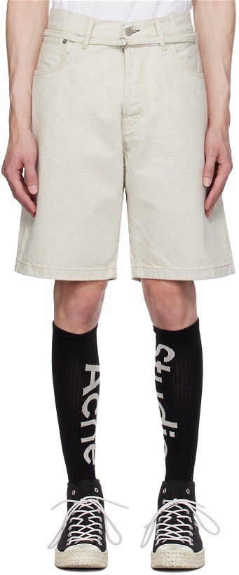 Photo: Acne Studios Off-White Relaxed-Fit Denim Shorts