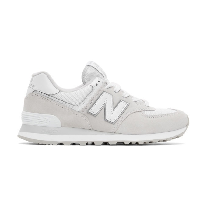 Photo: New Balance Grey and White 574 Core Sneakers