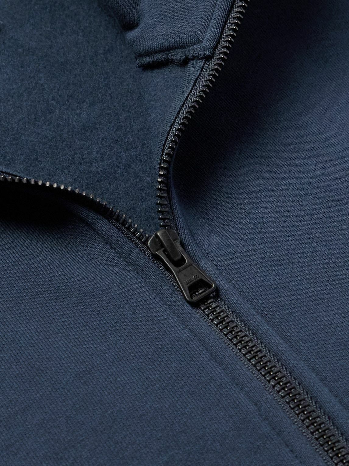 NN07 - Brigs Logo-Embroidered Organic Cotton-Blend Jersey Half-Zip Sweatshirt - Blue