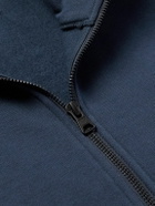 NN07 - Brigs Logo-Embroidered Organic Cotton-Blend Jersey Half-Zip Sweatshirt - Blue