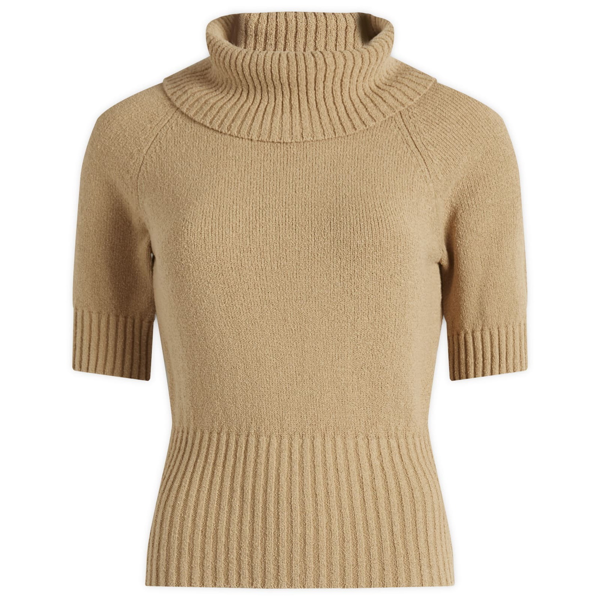 House Of Sunny Women's Courtney Towelling Roll Neck Top in Neutral