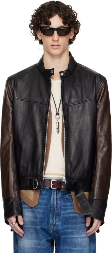 Photo: OUR LEGACY WORK SHOP Emporio Armani Black & Brown Grande Trix Leather Jacket