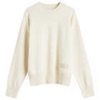 AMI Paris Men's Ami Crewneck Sweater in White Cream