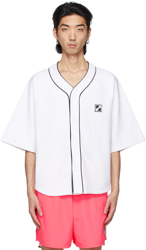 Photo: We11done White Terrycloth Baseball Short Sleeve Shirt