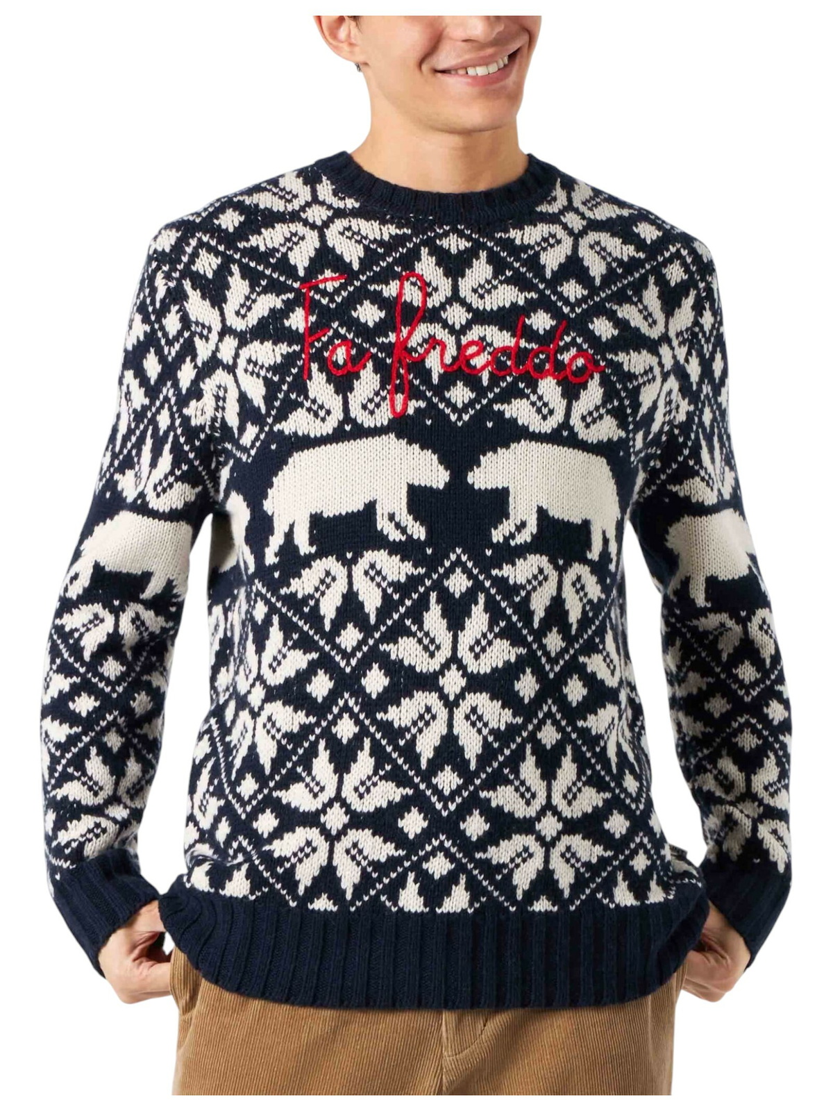 MC2 Saint Barth Man Sweater Bombardino With Norwegian Jacquard And