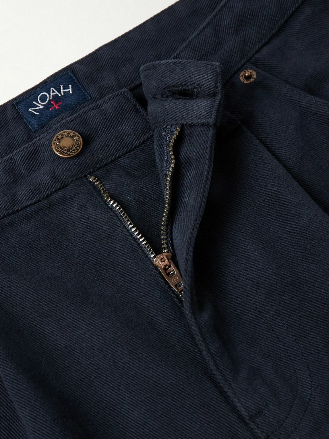 Noah - Straight-Leg Pleated Brushed Organic Cotton-Twill Trousers - Blue
