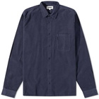 YMC Men's Cord Curtis Shirt in Navy