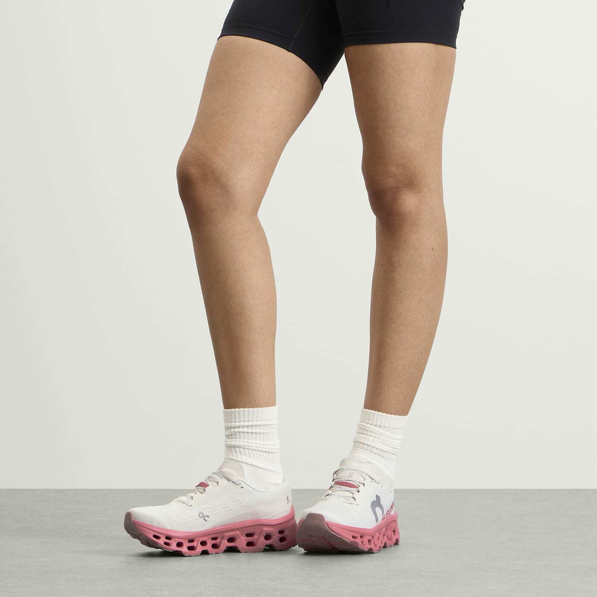 ON Women's Cloudmster 3 Sneaker in Ivory/Camellia