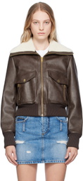 Dolce & Gabbana Brown Faded Faux-Leather Jacket
