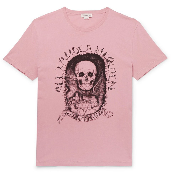 Photo: Alexander McQueen - Slim-Fit Printed Organic Cotton-Jersey T-Shirt - Pink