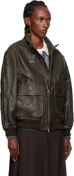Dunst Brown Stand Collared Leather Jacket