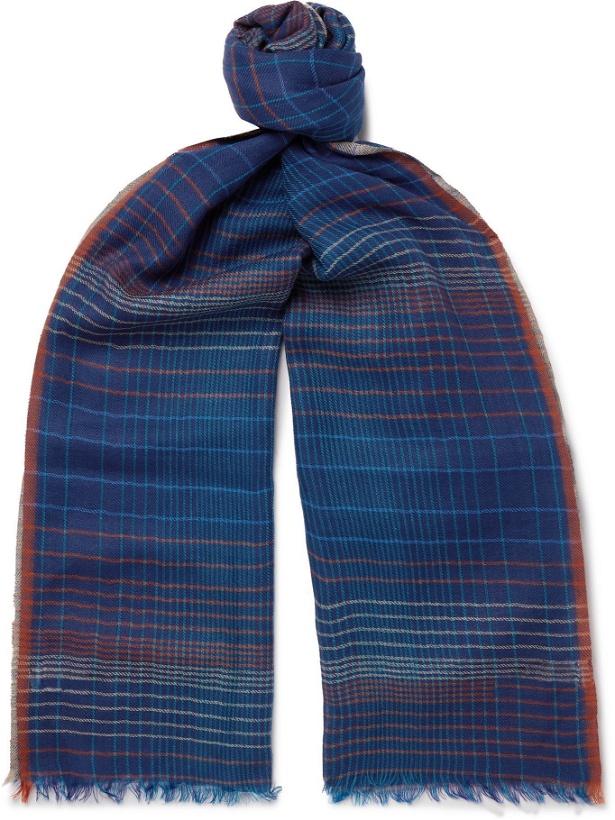 Photo: PAUL SMITH - Fringed Checked Wool Scarf