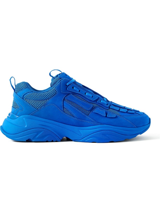 Photo: AMIRI - Bone Runner Leather and Suede-Trimmed Mesh Sneakers - Blue