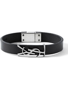 SAINT LAURENT - Opyum Leather and Silver-Tone Bracelet - Black