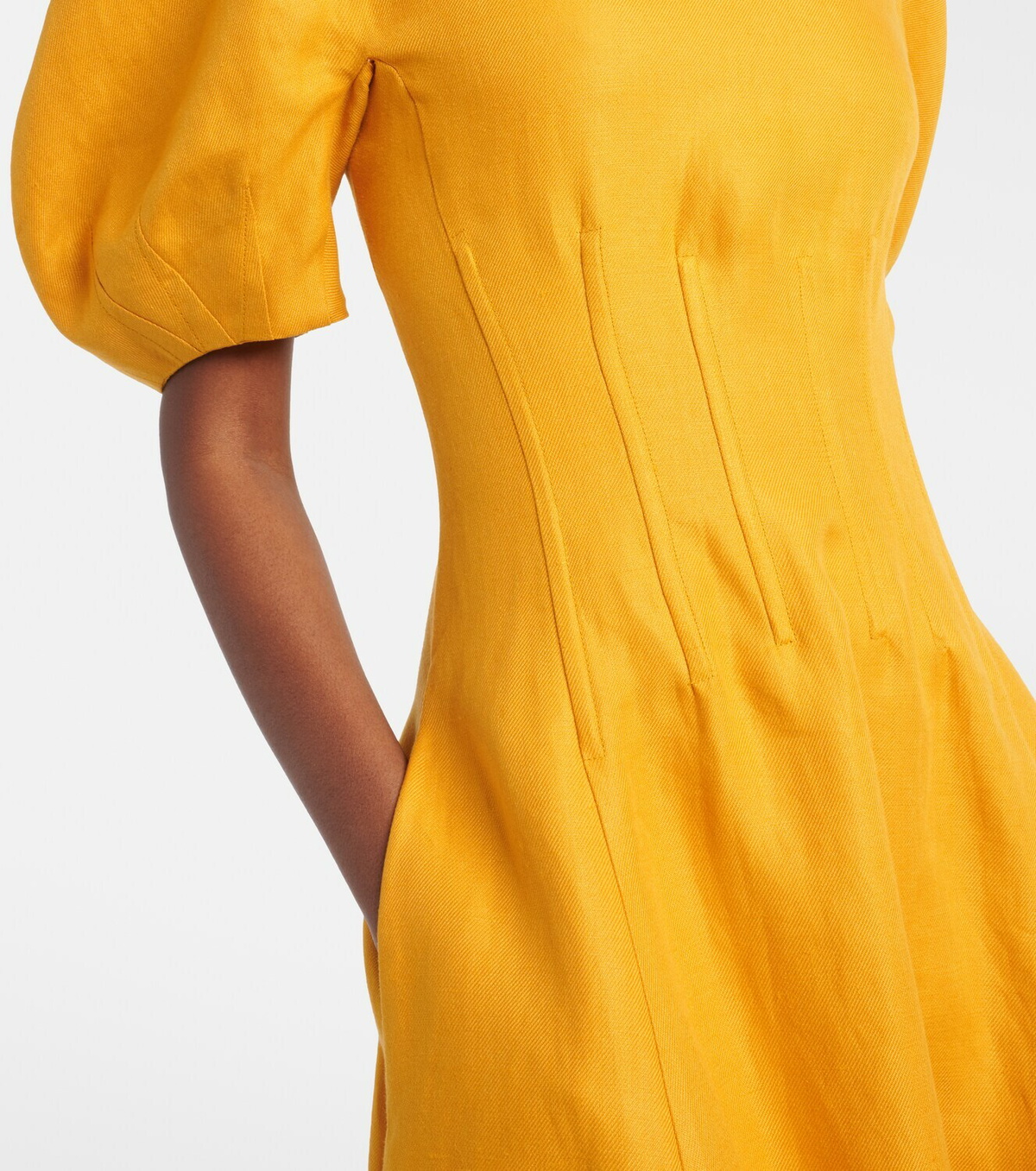 Gabriela Hearst Ranya puff-sleeve linen twill maxi dress