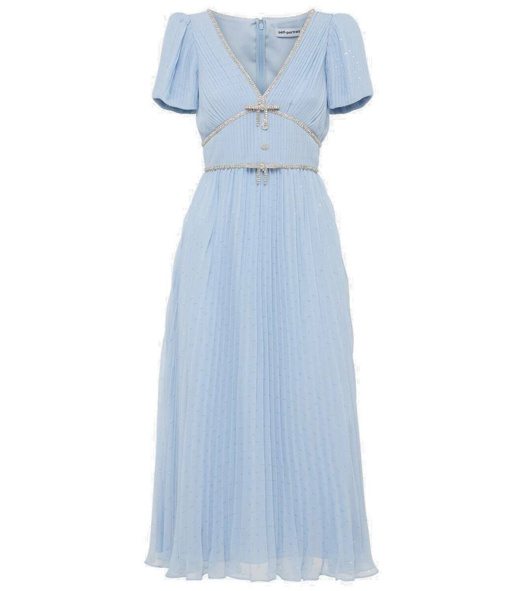Self-Portrait Crystal-embellished chiffon midi dress Self-Portrait