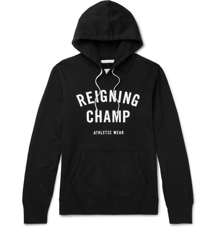 Photo: Reigning Champ - Logo-Print Loopback Cotton-Jersey Hoodie - Black