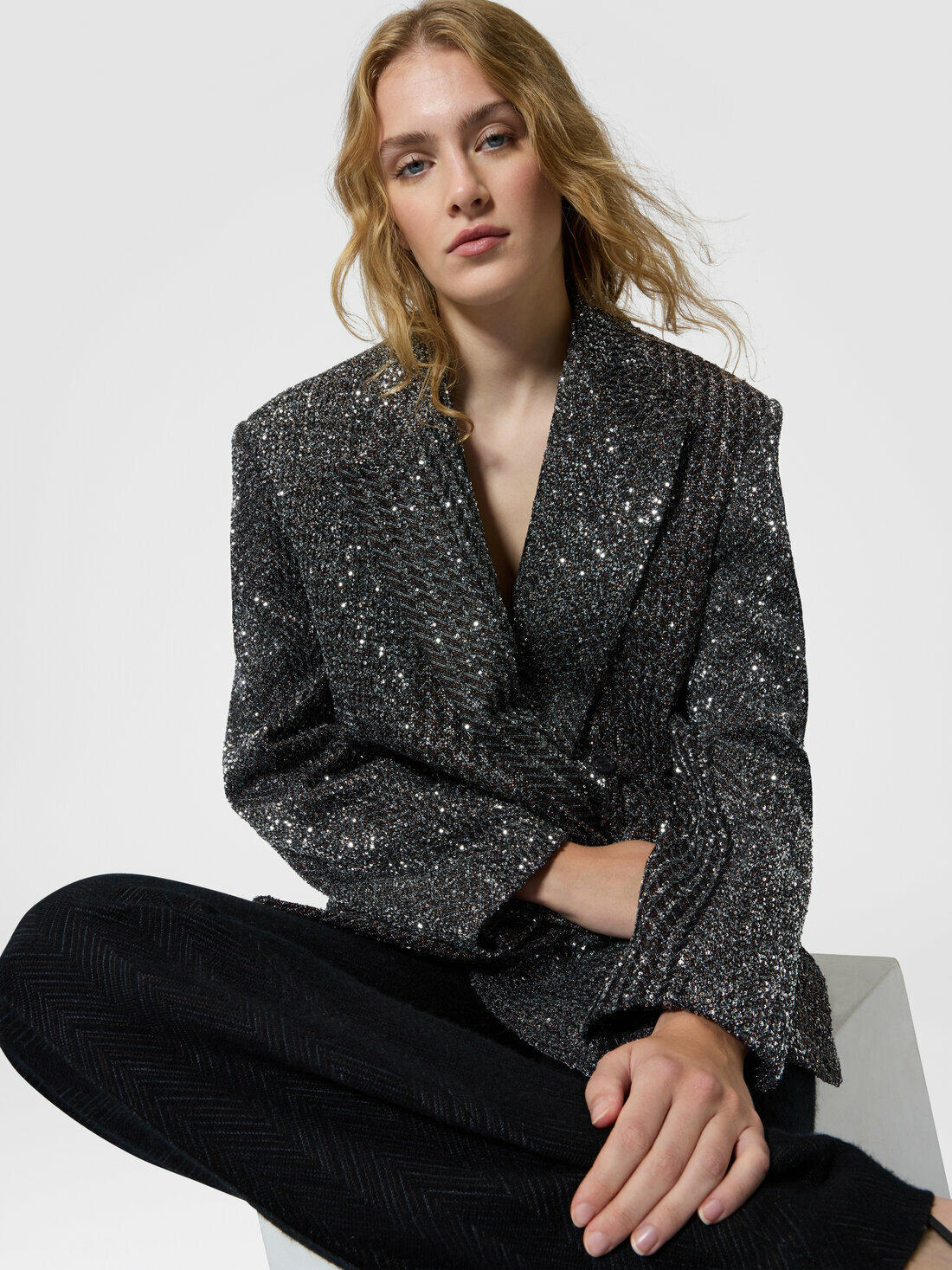 Missoni - Jacket with lapels in lamé viscose blend, Women, Multicoloured