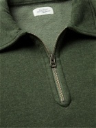 Hartford - Cotton-Blend Half-Zip Sweatshirt - Green