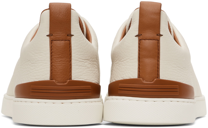 ZEGNA Off-White Deerskin Triple Stitch Sneakers Zegna