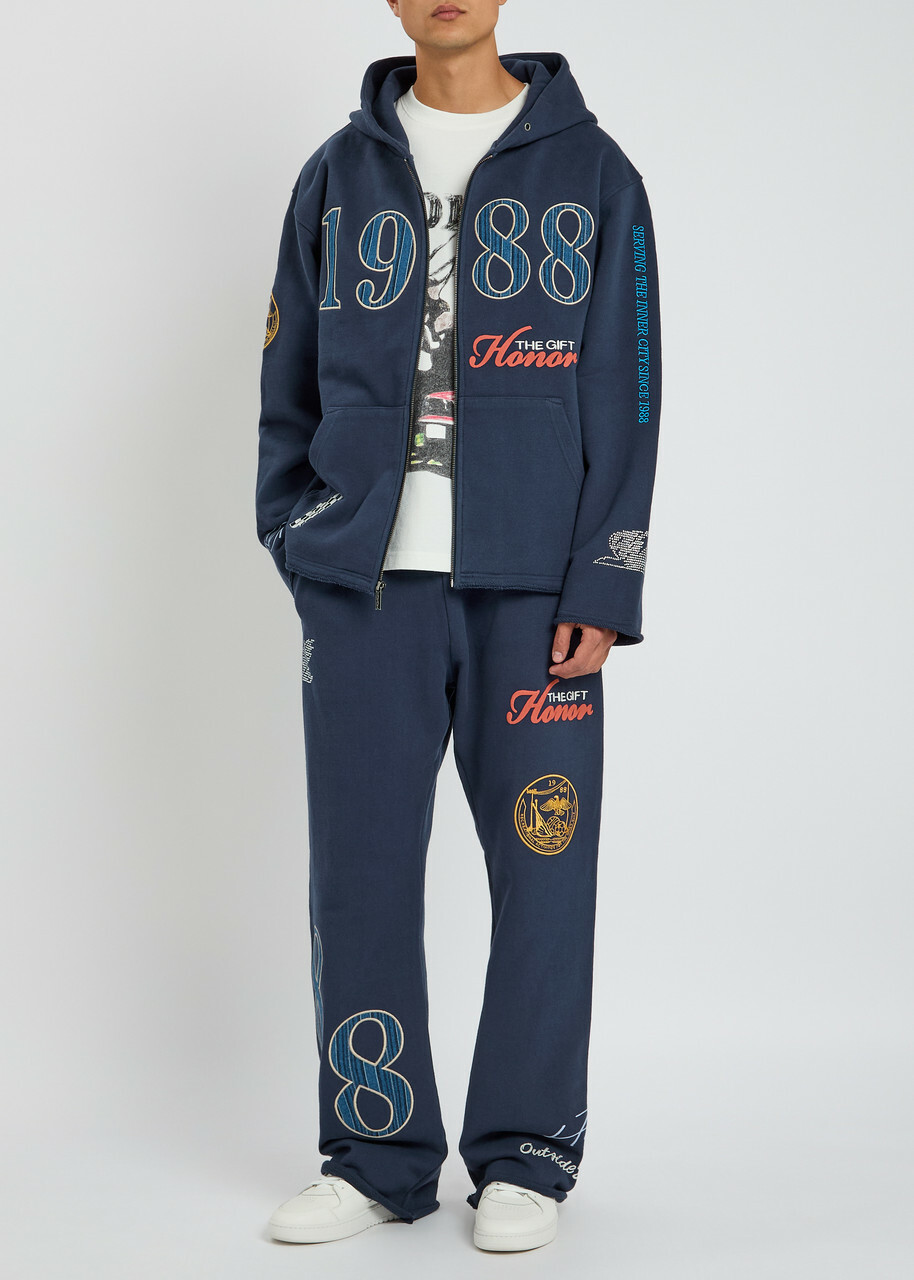 Honor The Gift 1988 Embroidered Cotton Sweatpants Navy