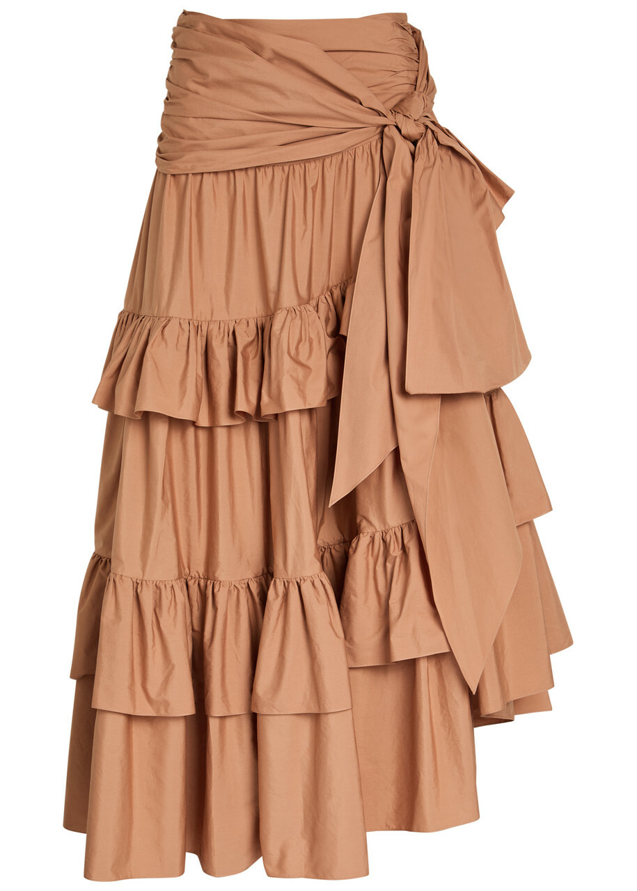 Chloe Tiered Cotton-poplin Maxi Skirt Light Pink