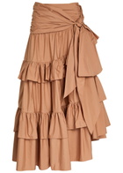 Chloe Tiered Cotton-poplin Maxi Skirt Light Pink