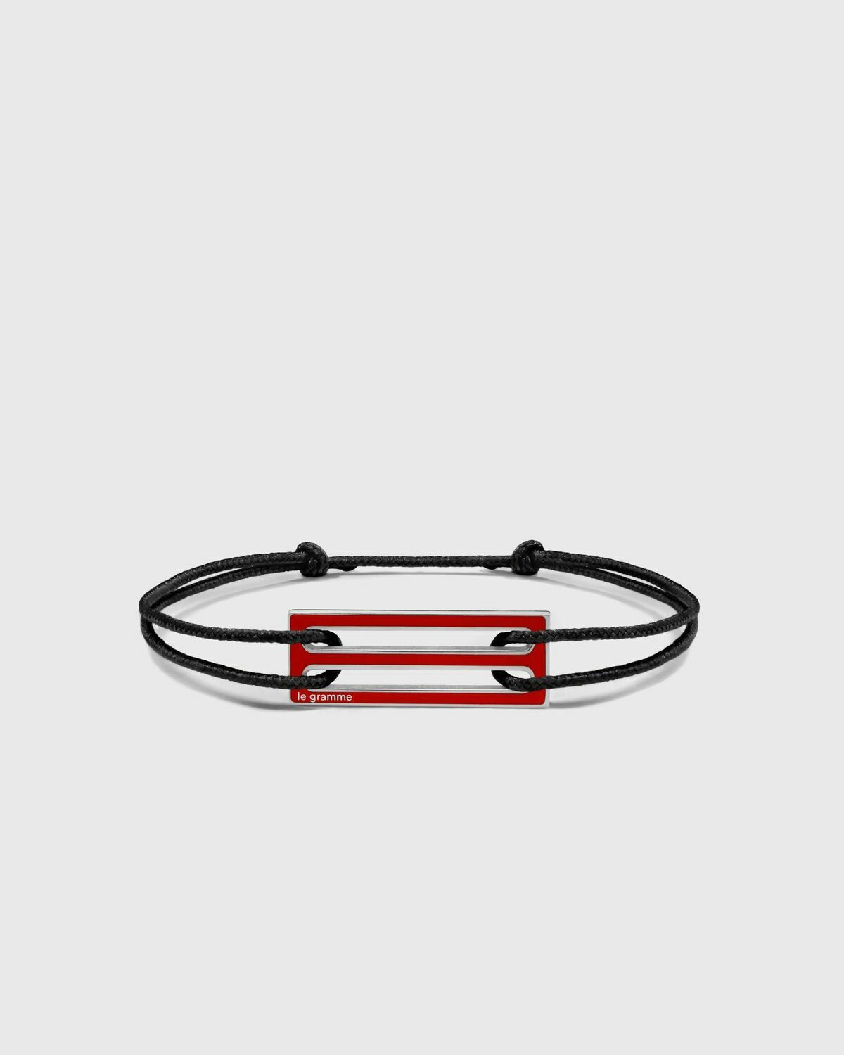 Le gramme 2.5g polished sterling silver Red lacquered cord bracelet Red Mens Jewellery