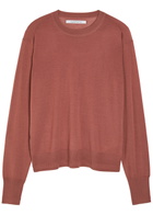 Another Tomorrow Crew-neck Fine-knit T-shirt Red