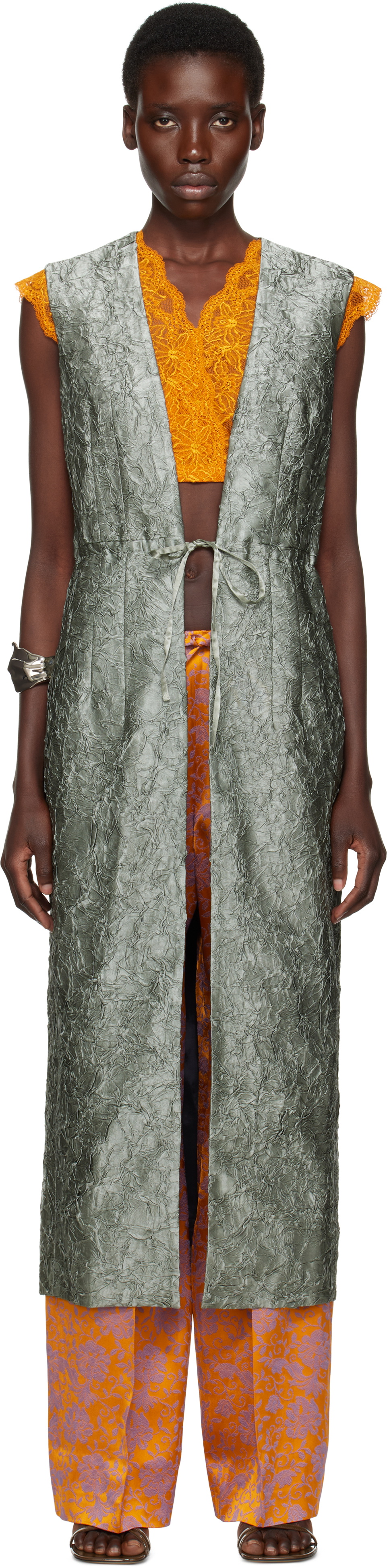 Dries Van Noten Green Sleeveless Coat