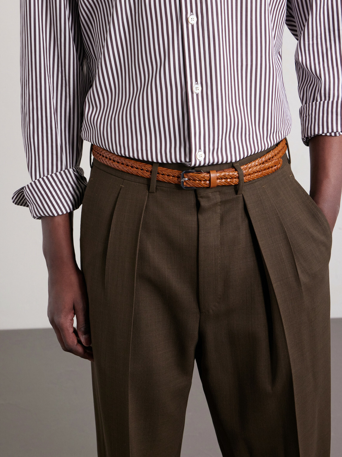 TOM FORD - 2cm Woven Leather Belt - Brown
