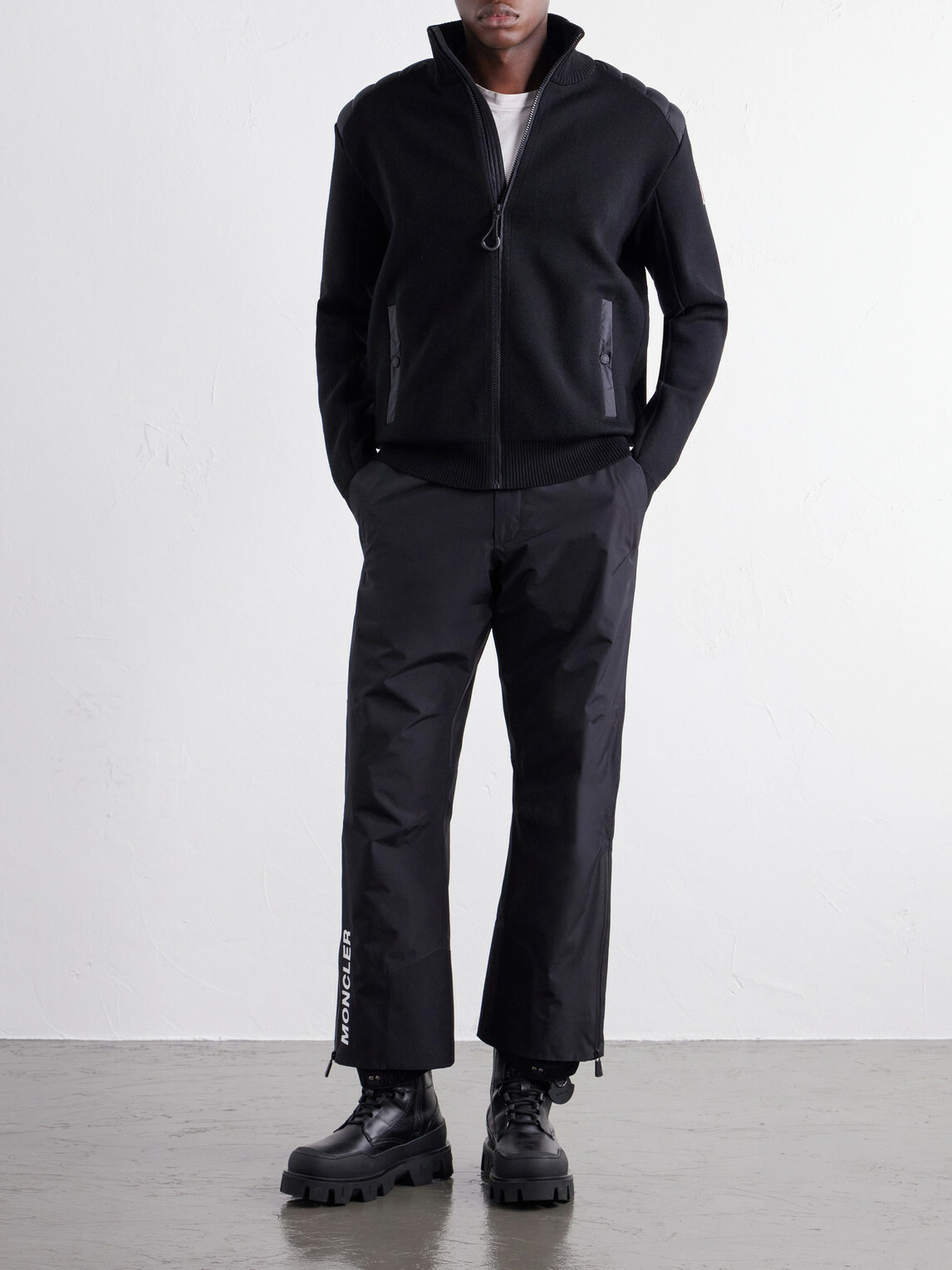 Moncler Grenoble - Padded Shell-Trimmed Wool-Blend Down Ski Mid-Layer - Black