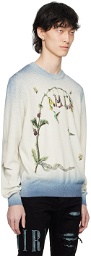 AMIRI Blue Embroidered Hummingbird Sweater